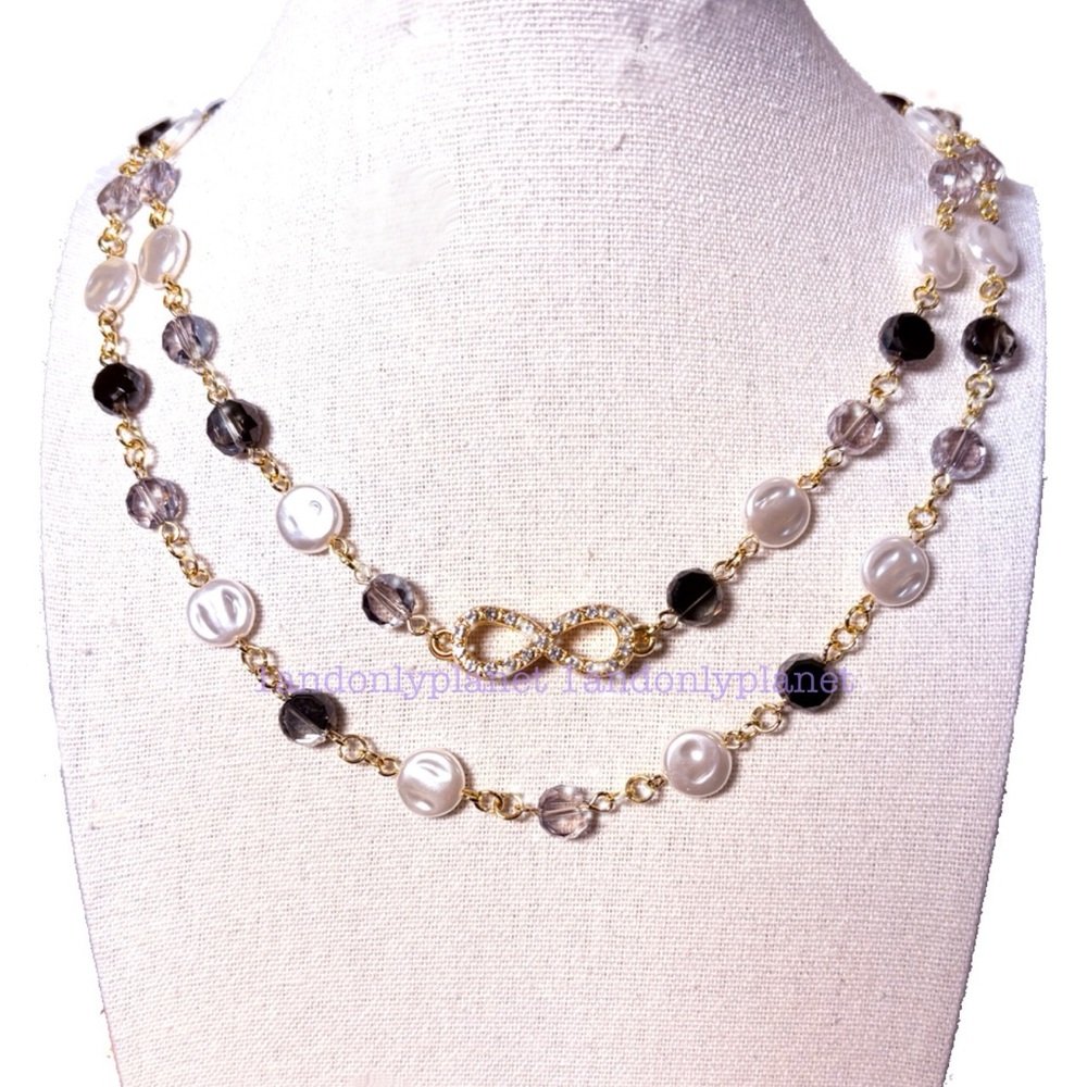 🌹HP🌹Just in💕NEW 2-Way Infinity Freshwater Pearl Beaded Chain Long Necklace - Picture 4 of 7